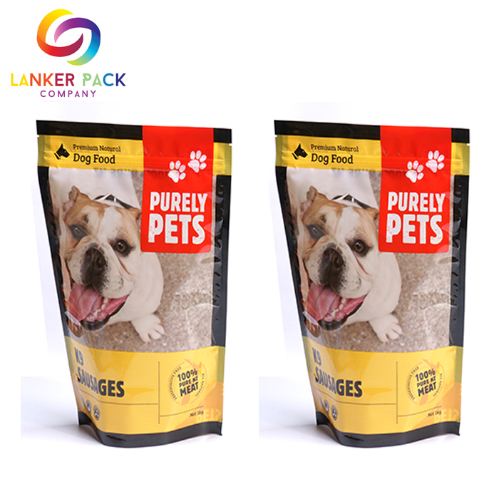Sac de nourriture pour chien en plastique refermable avec fermeture à glissière